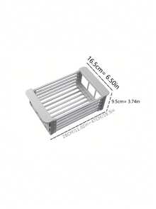 Stainless Steel Sink Drain Rack Retractable Drain Bowl Rack Multi-functional Kitchen Drain Basket Fruit And Vegetable Dish Washing Basket - Grey - View 2