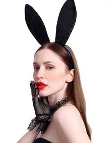 1入貓兔耳朵發帶,黑色兔耳朵髮箍頭帶