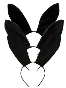 1入貓兔耳朵發帶,黑色兔耳朵髮箍頭帶