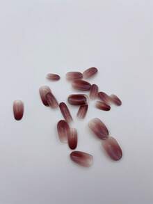 24個閃亮中號橢圓假指甲,裸粉漸變壓克力指甲,法式尖頭,極簡主義風格假指甲,適用於女性日常聚會使用+1片果凍凝膠+1個砂紙條 - 彩色 - 查看 5