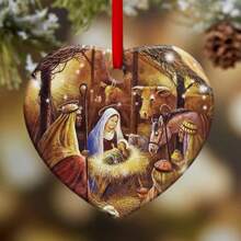 1個,馬利亞和出生在馬槽上的亞克力裝飾品,車內裝飾品,聖誕樹裝飾品,親戚和朋友項鍊禮物,場景裝飾,房間裝飾,家居裝飾,假日派對裝飾,聖誕裝飾 - 杏色 - 查看 1