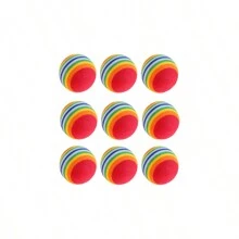 9pcs Small Rainbow Ball Set For Cat, Including Elastic & Silent & Durable & Rainbow-colored Toy Balls, Ideal For Cat Boredom Relief, Self-entertainment, And Play Time - Multicolor - View 1