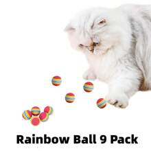 9pcs Small Rainbow Ball Set For Cat, Including Elastic & Silent & Durable & Rainbow-colored Toy Balls, Ideal For Cat Boredom Relief, Self-entertainment, And Play Time - Multicolor - View 6