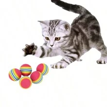 9pcs Small Rainbow Ball Set For Cat, Including Elastic & Silent & Durable & Rainbow-colored Toy Balls, Ideal For Cat Boredom Relief, Self-entertainment, And Play Time - Multicolor - View 3
