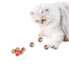 9pcs Small Rainbow Ball Set For Cat, Including Elastic & Silent & Durable & Rainbow-colored Toy Balls, Ideal For Cat Boredom Relief, Self-entertainment, And Play Time - Multicolor - View 2