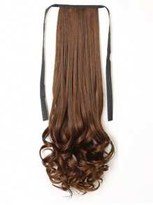 14英寸/18英寸/22英寸合成纤维抽绳马尾夹式假发，适合女性在圣诞节和万圣节佩戴 - 亞麻棕 - 查看 8