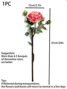 1pc Polyester Artificial Flower, Fake Flower For Wedding, Home Decor - Deep Pink - View 6