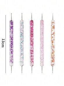 5pcs Women's Transparent Double Ended Rhinestone Picker Pen For Nail Art - Multicolor - View 3