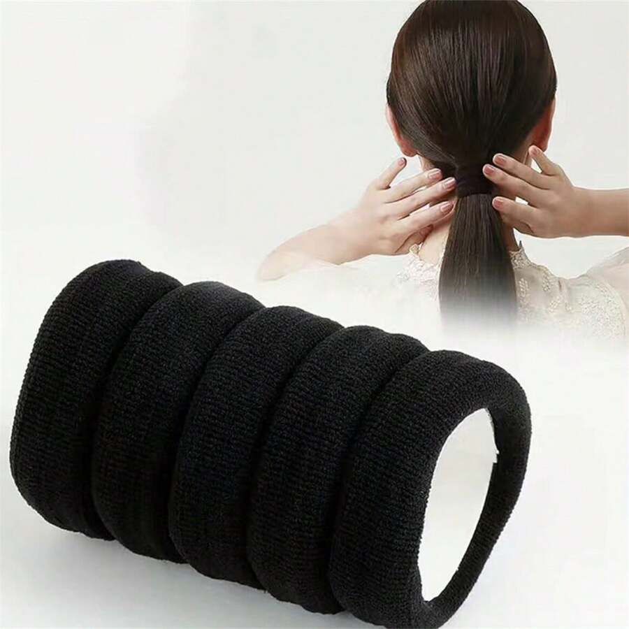 5 cái Liền mạch Băng tóc - Tóc , Màu thuần , Phong cách Đơn giản , Tóc đuôi ngựa Dây thừng Dành cho Cô gái - màu đen - Xem 1