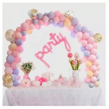 Arco Para Mesa Globos Portatil Decoracion Fiesta Eventos Adornos XV Años Decoracion Arreglo Mesas de dulces Cumpleaños - Blanco - Ver 6