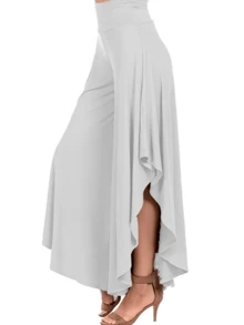 Falda pantalon ancho con volanes - Blanco - Ver 2