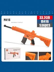 10英寸m416玩具槍拼裝模型積木,帶微粒,家居裝飾套裝 - 彩色 - 查看 1