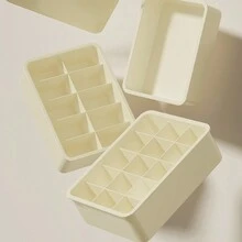 1個10個隔層的內衣收納盒,可堆疊的塑料衣服收納抽屜-針對胸罩、褲子、襪子、節省衣櫃、衣櫥、臥室、家庭、宿舍空間,淡黃色
