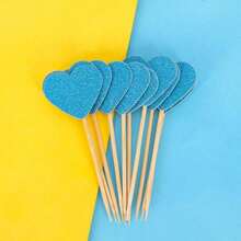 蛋糕裝飾材料包 - 星星和愛心形狀套裝蛋糕裝飾和旗幟適合派對烘焙甜點桌 10 件/包