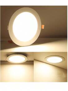 Painel Plafon LED 3000K Branco Quente Luminária Embutir Redondo Teto/Laje 12W/18w/24w - Amarelo - Visão 1