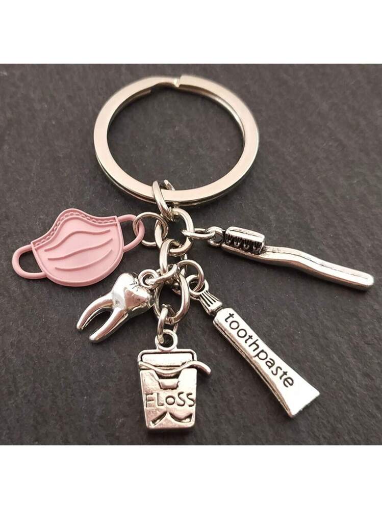 Dentist Keychain Teeth Toothpaste Toothbrush Tooth Cup Mask Combination ...