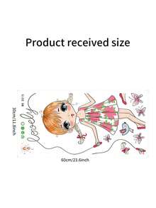 1 pieza de dibujos animados saltar la cuerda chica con mariposa y pájaro etiqueta de la pared, etiqueta de la pared impermeable para el hogar - Multicolor - Ver 2