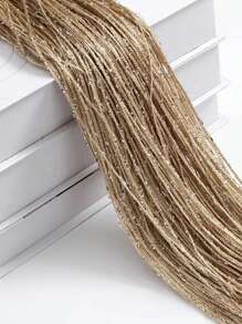 1pc Solid Color Silver Thread Decorative Curtain For Living Room, Door And Window Divider - Champagne - View 5