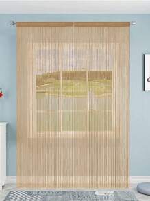 1pc Solid Color Silver Thread Decorative Curtain For Living Room, Door And Window Divider - Champagne - View 6