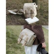 单肩斜挎单反相机包日式帆布数码相机包摄影包 - 米色 - 查看 2