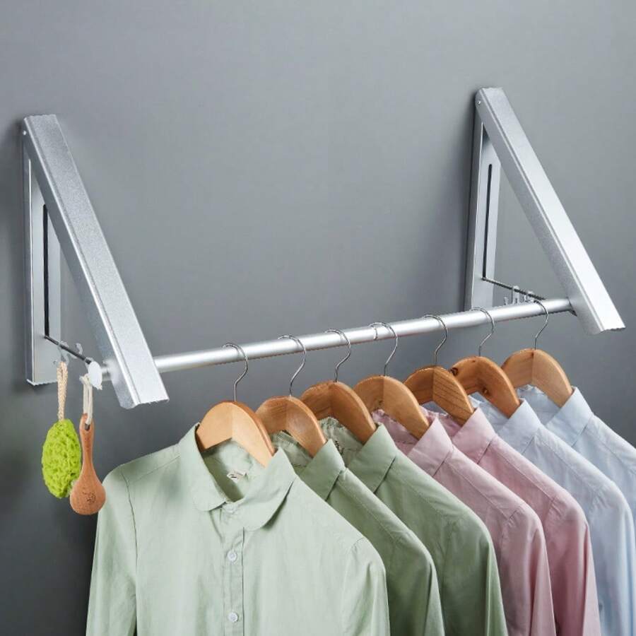 Ermo Bathroom Drying Rack Portable Folding Clothes Hanger Wall-mounted  Household Retractable Invisible Clothes Rail Drying Rack - Blue - View 1