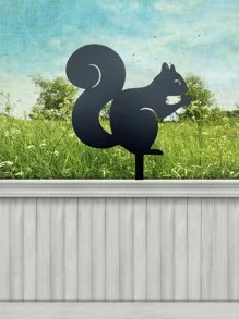 1個戶外鐵藝黑色松鼠花園裝飾品,尺寸為27cm (長) X 21.5cm (寬),並配有3d設計的招牌插入 - 黑色 - 查看 1