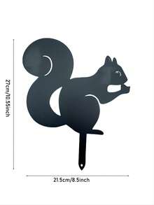 1個戶外鐵藝黑色松鼠花園裝飾品,尺寸為27cm (長) X 21.5cm (寬),並配有3d設計的招牌插入 - 黑色 - 查看 2