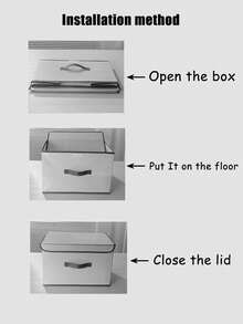 1個灰色pp板覆蓋的收納盒,用於衣服,寢具,可折疊的衣櫃內部整理內衣,褲子,冬被 - 灰色 - 查看 4