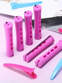 10 Pieces Perm Rods for Long Hair Plastic Perm Curl Rods Cold Wave Rods Hair Curling Roller Hair Styling Hairdressing Tools(Purple) - Purple - View 6