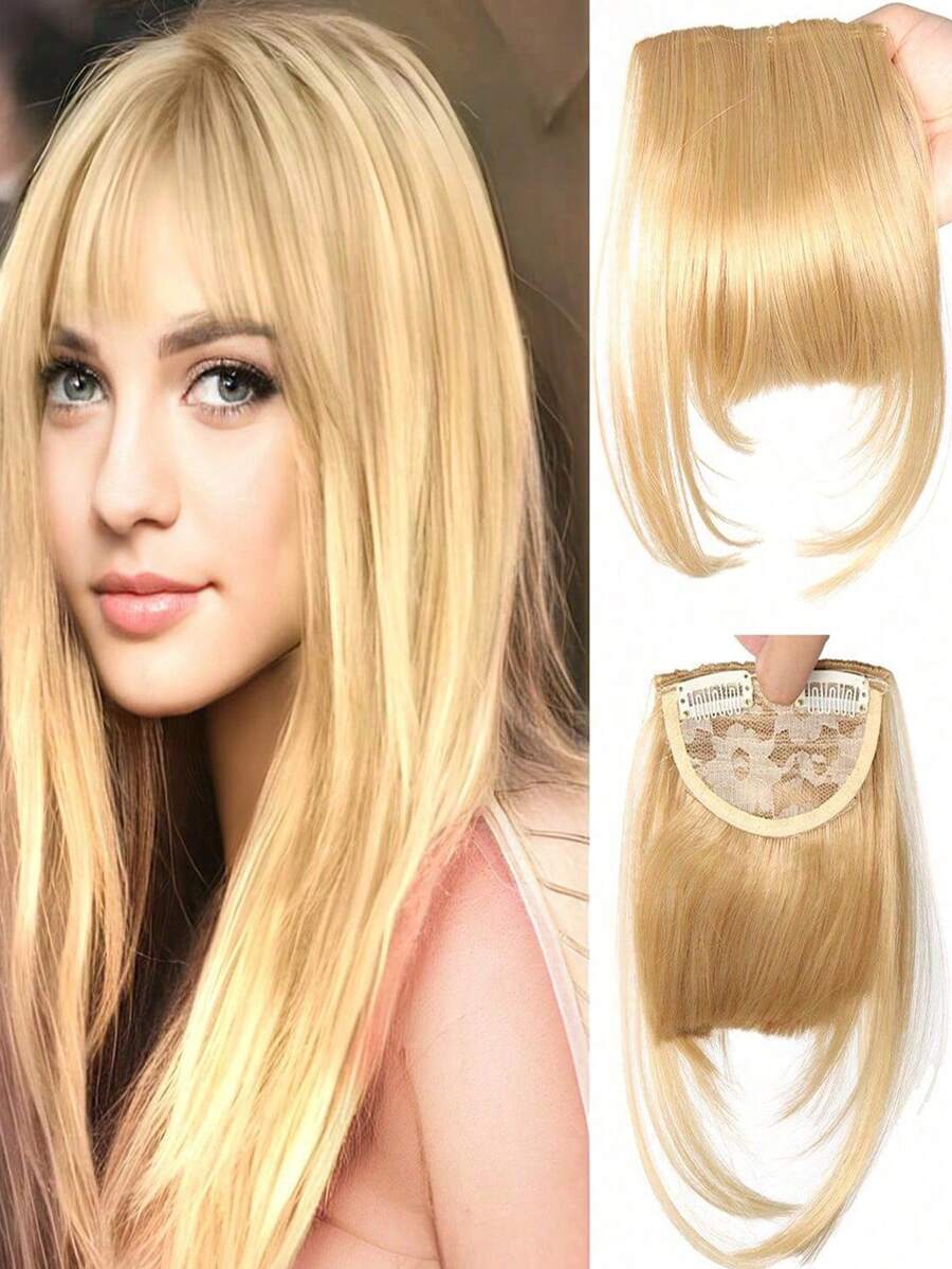 夹式假发刘海接发假发片合成假发假刘海自然发丝刘海混合金发配件假发