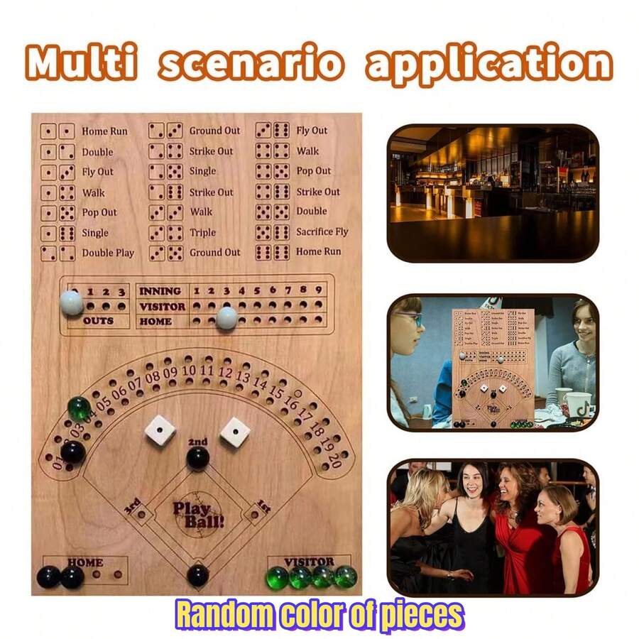 Baseball Dice Board Game Baseball Dice Game Wood Board Wooden