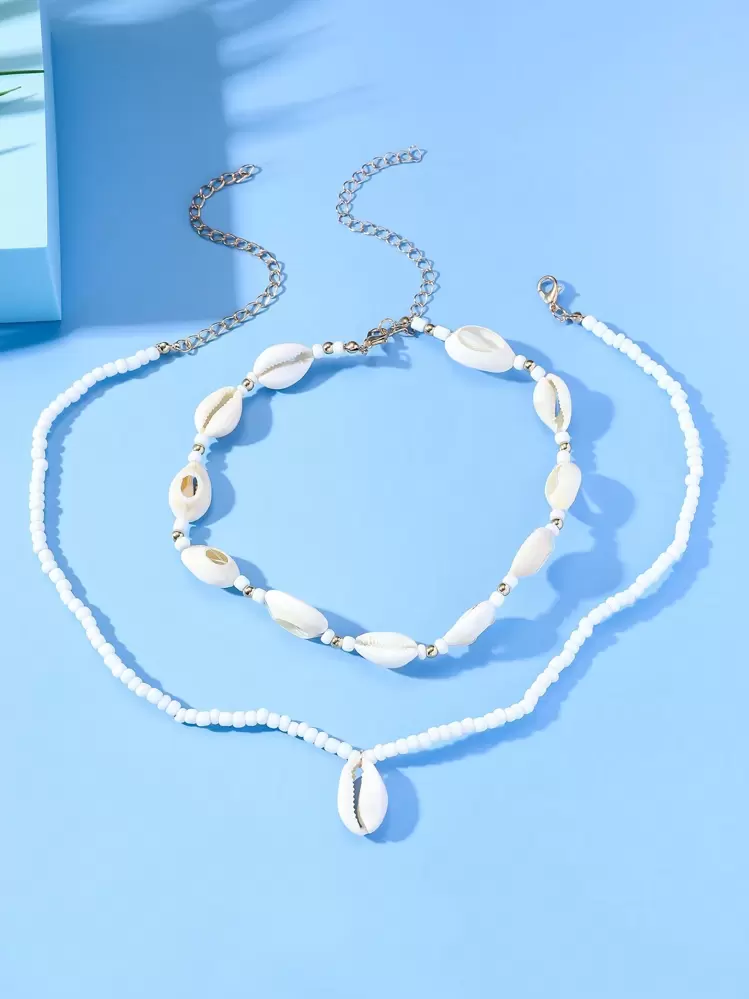 Collana Di Perline Colorate Bohémien Con Fiori E Conchiglia - Design Estivo Regolabile - Leggera In Metallo E Resina - Perfetta Per Spiaggia E Feste - Donna - 3