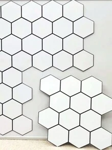 5 Unids/set De Papel Tapiz Autoadhesivo De Panal Hexagonal Simple, Pegatina De Pared Con Patrón Geométrico Impermeable Para Cocina A Prueba De Aceite, Decoración Del Hogar - Blanco y Negro - Ver 6