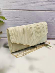 Túi xách nữ buổi tối Tương phản ràng buộc màu trơn Hấp dẫn - Màu be - Xem 1