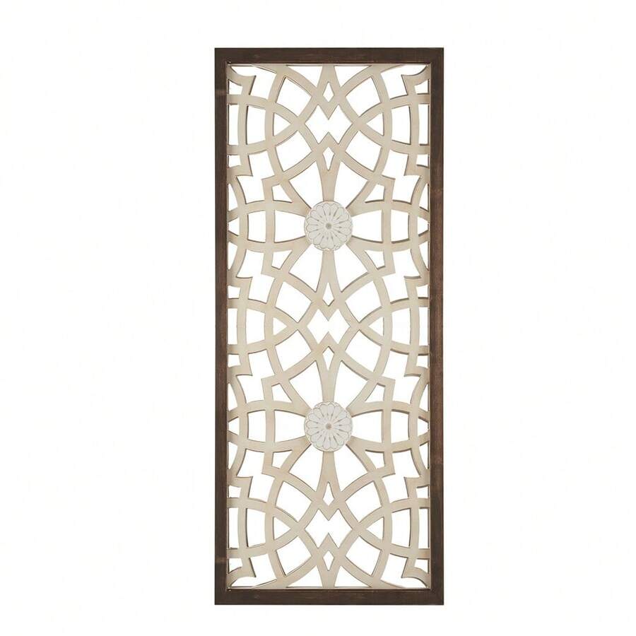 Damask Wood Panel Two-tone Geometric Wall Decor - Wood - View 1