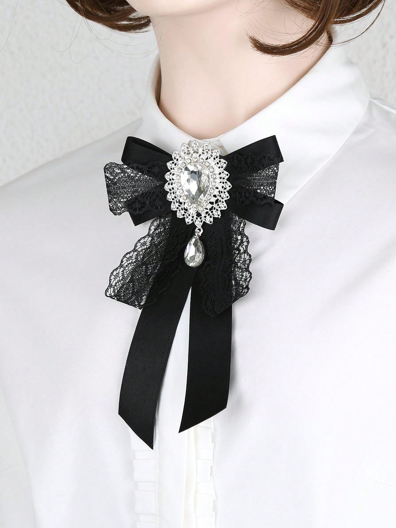 1 Stücke Damen Vintage Schwarze Spitzen Krawatte Mit ...