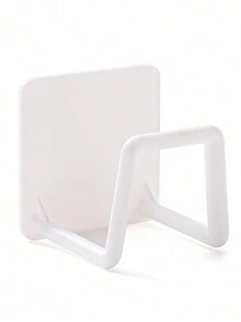 1pc Dishwashing Sponge With Drainage Rack, Kitchen Sink Dish Cloth, Steel Wool Ball, Scrubbing Rag Shelf, Suction Cup Storage Rack - White - View 6