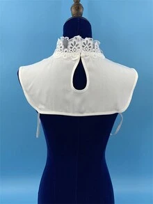 透明網紗維多利亞風格現代高領荷葉邊領內可拆式假領服裝裝飾領子 - 白色 - 查看 2