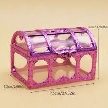 Vintage Pirate Treasure Chest Jewelry Gemstone Coins Storage Box Retro Organizer. Can Store Necklaces, Earrings, Rings, And Other Accessories, And Features Removable Display Compartments. Suitable For Storing And Organizing Jewelry Or Other Small Items. Can Be Used As A Gift Box Or Food Packaging Box For Parties, Weddings, Holidays, And Other Events. A Beautiful And Practical Gift For Any Occasion. - Hot Pink - View 5