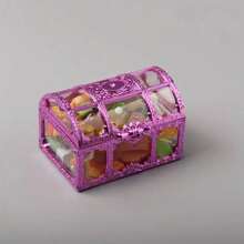 Vintage Pirate Treasure Chest Jewelry Gemstone Coins Storage Box Retro Organizer. Can Store Necklaces, Earrings, Rings, And Other Accessories, And Features Removable Display Compartments. Suitable For Storing And Organizing Jewelry Or Other Small Items. Can Be Used As A Gift Box Or Food Packaging Box For Parties, Weddings, Holidays, And Other Events. A Beautiful And Practical Gift For Any Occasion. - Hot Pink - View 4