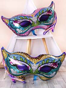 2入組彩色假面舞會鋁箔氦氣球,大型宴會面具形狀氦氣球,適用於生日派對、cosplay、舞會裝飾