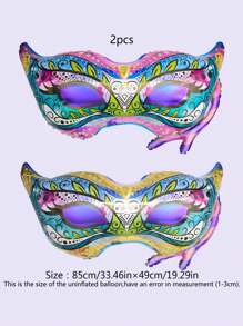 2入組彩色假面舞會鋁箔氦氣球,大型宴會面具形狀氦氣球,適用於生日派對、cosplay、舞會裝飾