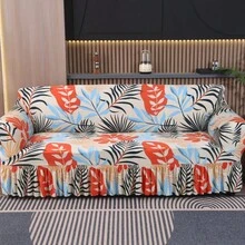 Decoração de festa de Natal com capa de sofá com borda de saia (incluindo Papai Noel, flocos de neve e padrões de biscoito de gengibre) Capa de sofá de fibra de poliéster para decoração de casa - Multicolorido - Ver 2