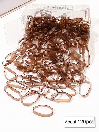 Approx. 120pcs/Box Coffee Color High-Elasticity Wide Elastic Hair Ties For Braid, Ponytail, Simple Women's Hair Accessories Casual Ponytail Holders Hair Elastics Hair Rubber Bands Scrunchies Hair Rope, Hair Bobbles ,Gym Sport Outfit Head Accessories