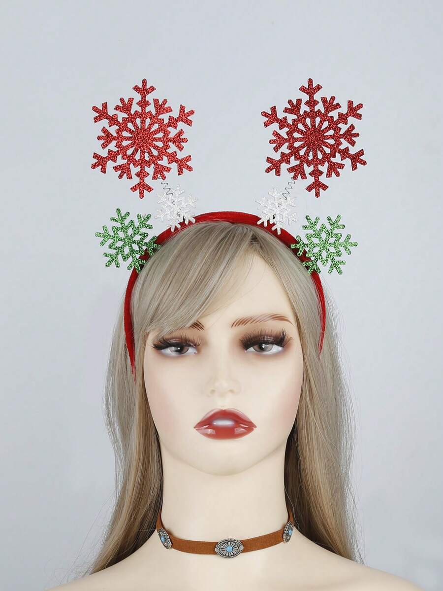 可男女皆可使用的聖誕節彩帶頭箍,紅色配件,綠色配件,雪花蝴蝶結鹿角聖誕樹裝飾眼鏡,聖誕老人禮物,假日派對道具,適合全家人聖誕節使用