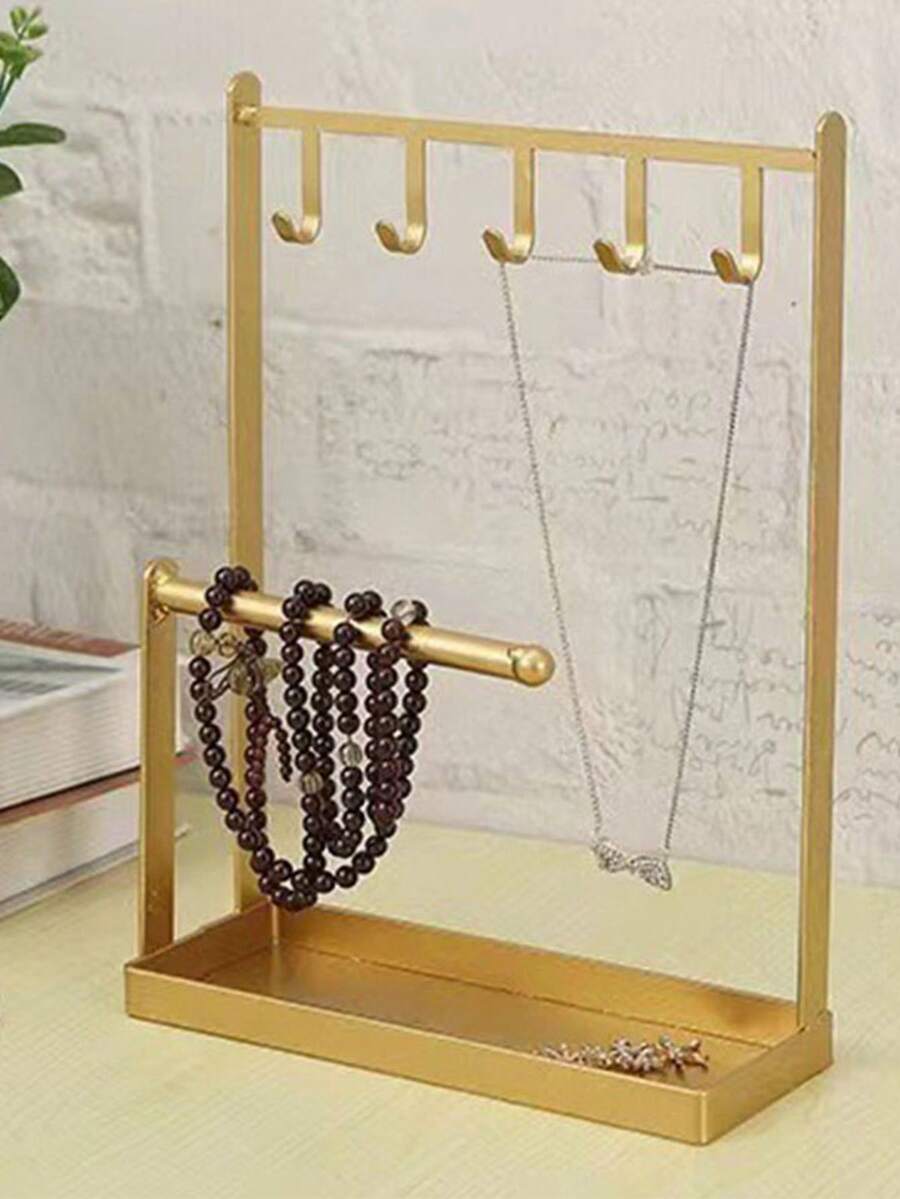 創意金屬首飾架配托盤,項鍊耳環手鍊鑰匙化妝品陳列收納,門口多功能收納架