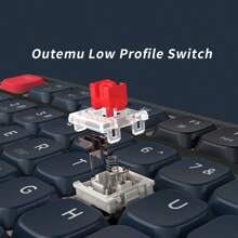 AJAZZ AK832pro Wireless Dwarf Shaft Mechanical Keyboard Adaptable Tablet Office TFT Color Screen Ink Red Fugue (RGB) Triple Mode - TFT Color Screen Gasket Structure Gothic Shaft - Brown switch - Red - View 6