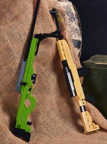 10英寸m416玩具槍拼裝模型積木,帶微粒,家居裝飾套裝 - 彩色 - 查看 4