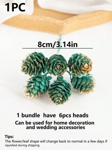 1束(6朵)人工植物,松果,塑料材質,金粉效果,diy花圈材料,糖果盒裝飾,情人節禮物家居,婚禮裝飾,新娘手腕花,胸花,發夾花材料 - 款式2 - 查看 2