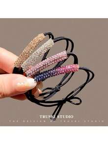 3入組女士超閃耀鑽石設計髮箍,彈性環保耐用髮圈,馬尾扣,女性髮飾,2023新產品